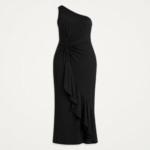🖤 Elegant Black One-Shoulder Drape Maxi Dress
